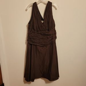 Cato Brown 22W Sleeveless Shirred Waist Midi Dress